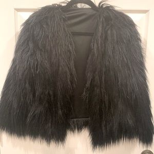 Black faux fur coat